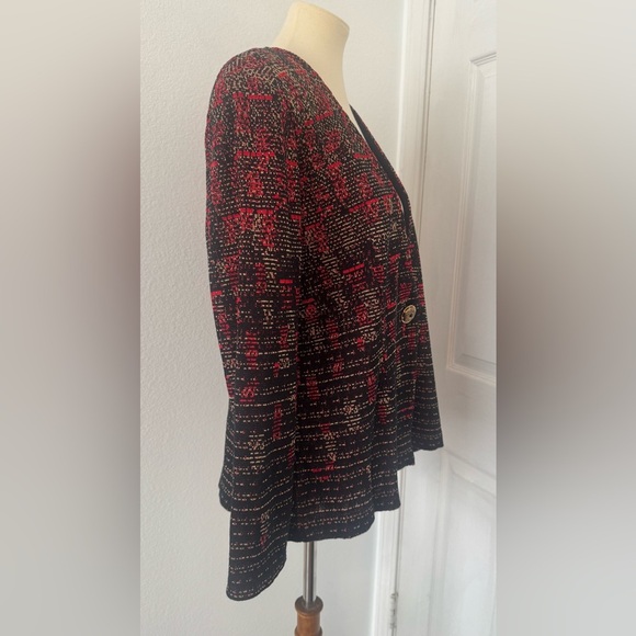 Misook Knit Cardigan One Button Business Old Money Festive Holiday Size Large - Picture 4 of 11